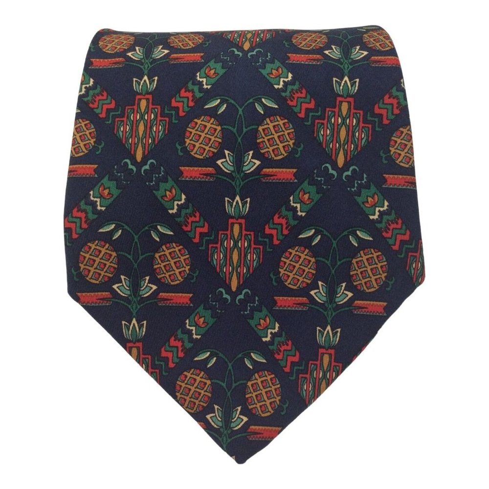 SALVATORE FERRAGAMO Blue  Pineapple Silk Tie Made In Italy 57"-3".3/4 EX COND
